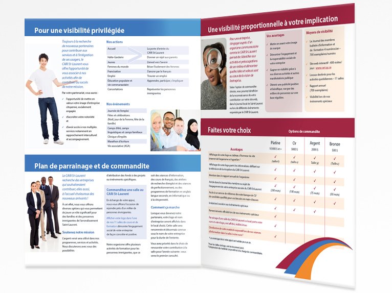 Brochure de commandite pour CARI St-Laurent